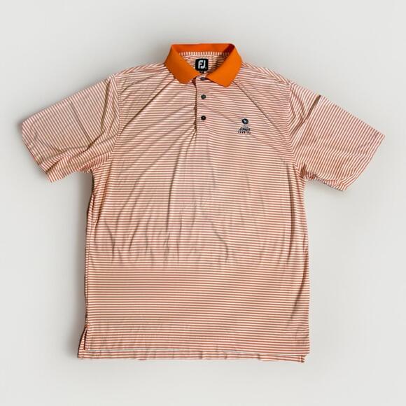 FJ Polo Shirt Men's Large Footjoy Golf Orange Performance Eagles Landing (A31) - Picture 1 of 6
